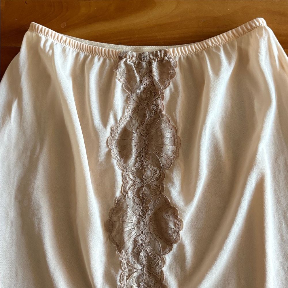 Vintage 1960's Emilio Pucci For Formfit Rogers Ivory Brown Lace Half Slip - Picture 5 of 9
